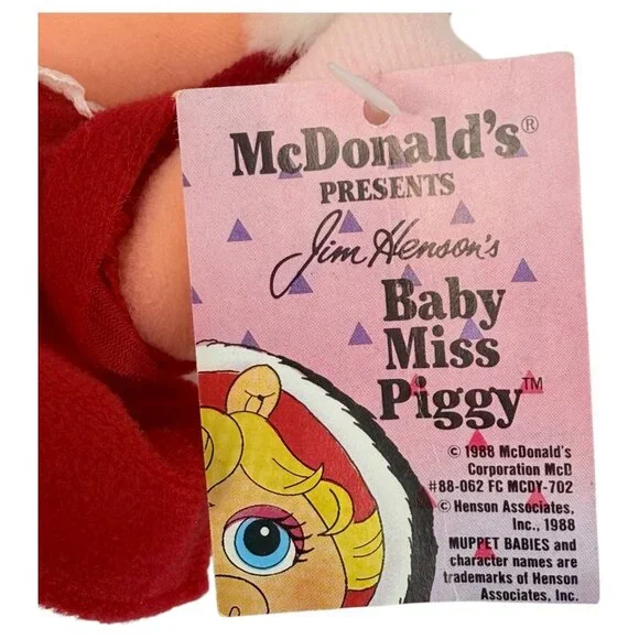 1987 McDonalds Miss Piggy Plush Doll Muppet Baby Christmas Jim Hensons Toy 10” - Picture 2 of 8